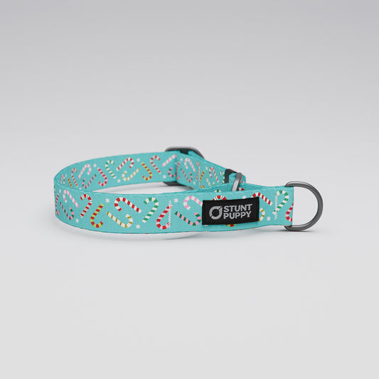 Martingale Limited-Slip Collar Candy Canes Aqua