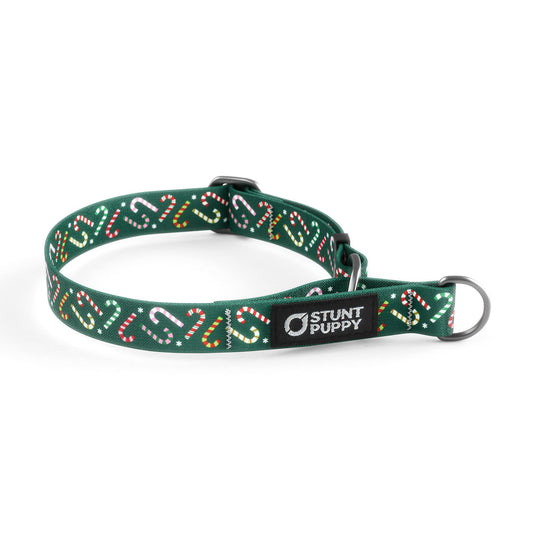 Martingale Limited-Slip Collar Holiday Candy Canes Green