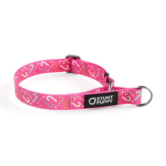 Martingale Limited-Slip Collar Holiday Candy Canes Pink