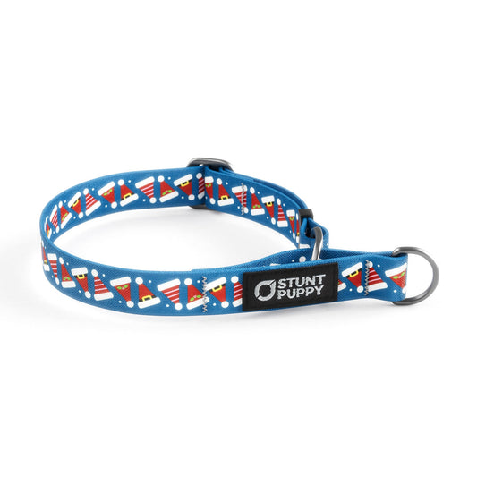 Martingale Limited-Slip Collar Holiday Santa Hats Blue