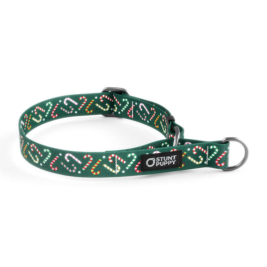 Martingale Limited-Slip Collar Holiday Candy Canes Green