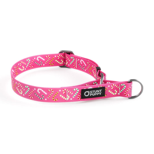 Martingale Limited-Slip Collar Holiday Candy Canes Pink