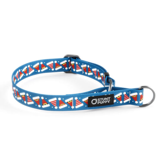 Martingale Limited-Slip Collar Holiday Santa Hats Blue
