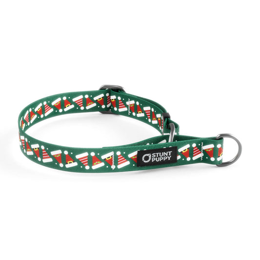 Martingale Limited-Slip Collar Holiday Santa Hats Green