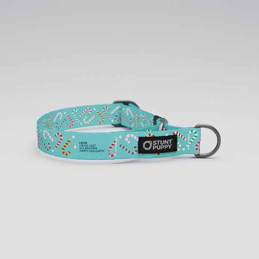 Martingale Limited-Slip Collar Candy Canes Aqua