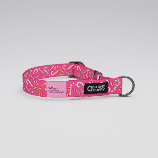 Martingale Limited-Slip Collar Candy Canes Pink