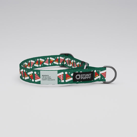 Martingale Limited-Slip Collar Santa Hats Green